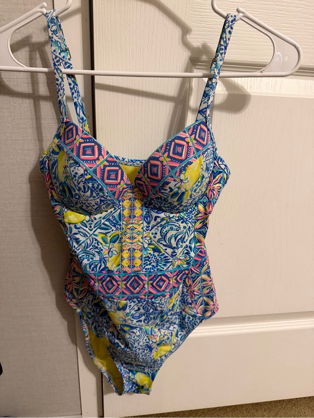 Lilly Pulitzer Blue, Pink & Yellow Printed One-Piece Swimsuit